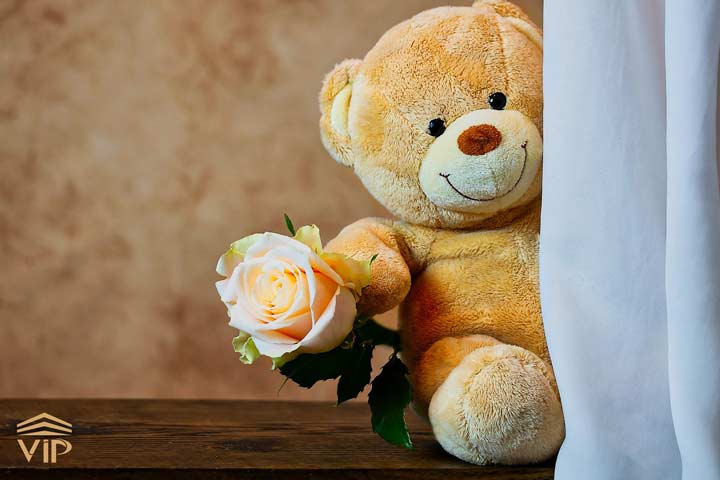 خرس ولنتین با یک گل زیبا بهترین هدیه است.