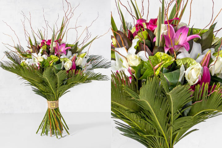 جدیدترین مدل دسته گل تولد با گل های اورینتال و آنتوریوم