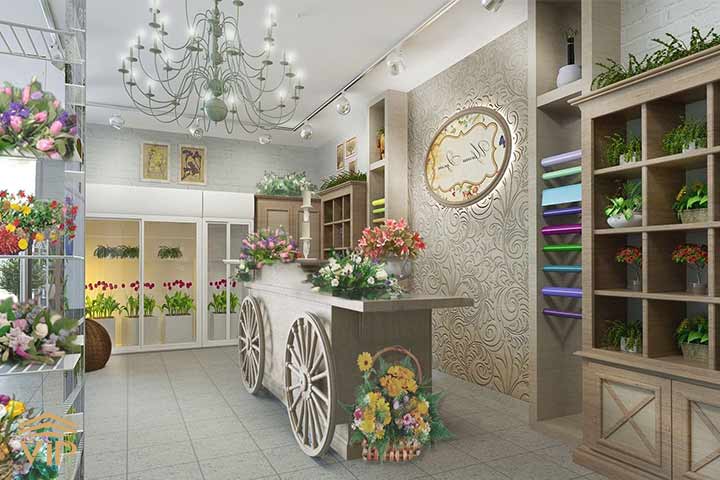 برای طراحی چیدمان گل فروشی از خلاقیت خود نهایت استفاده را ببرید.
