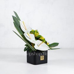 باکس گل آنتوریوم آلسترومریا با برگ شمشیری - گلفروشی آنلاین VIP Shop
