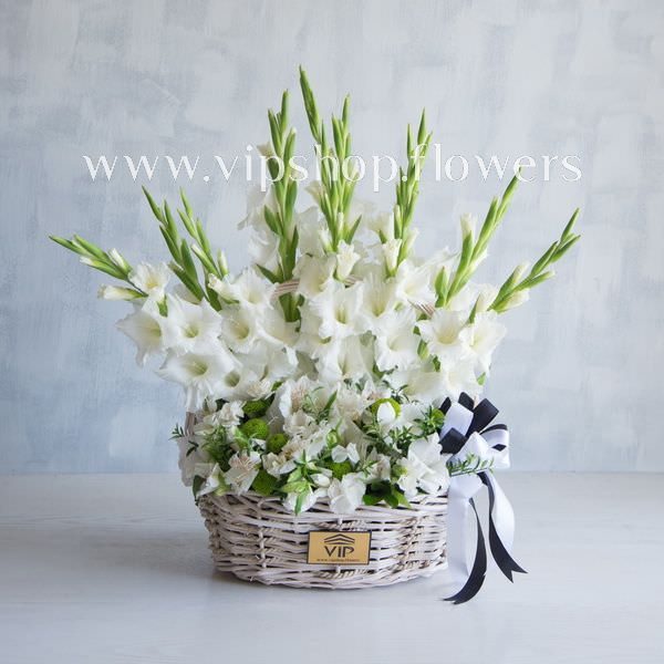 سبد گل ترحیم و تسلیت F31 گلایل داوودی-گل ترحیم شماره 31- گلفروشی آنلاین VIP Shop