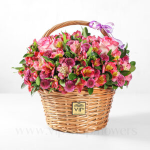 سبد گل K076 رز و آلسترومریا- گلفروشی آنلاین VIP shop