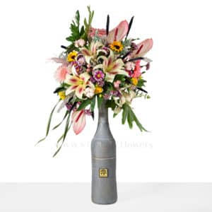 جعبه گل رز آلستر داوودی و فریزیا -جعبه گل شماره 76