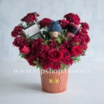 بسته گل و شکلات لاکچری رز داوودی- گلفروشی آنلاین VIP Shop