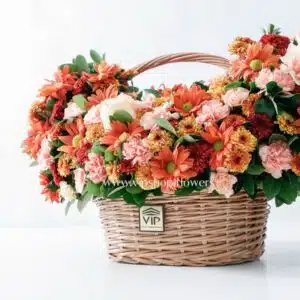 سبد گل رز و داوودی میخک-سبد گل شماره 111