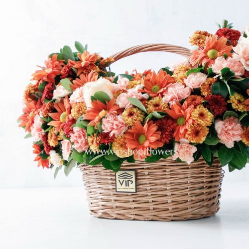 سبد گل رز و داوودی میخک-سبد گل شماره 111