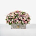 سبد گل K089 لوکس رز لیسینتوس با میخک-سبد گل شماره 89