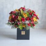 جعبه گل چوبی و لاکچری رز داوودی- گلفروشی آنلاین VIPShop