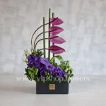 باکس گل لوکس میخک آنتوریوم بنفش - گلفروشی آنلاین VIP Shop