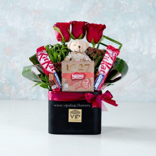 باکس گل و شکلات لاکچری- گلفروشی آنلاین VIP Shop