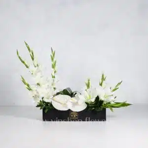 جعبه گل ترحیم F23 گلایل آنتریوم-گل ترحیم شماره ۲۳- گلفروشی آنلاین VIP Shop