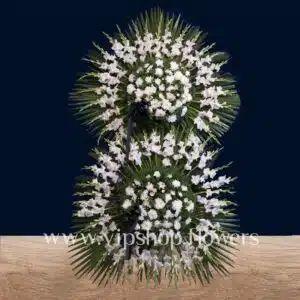 تاج گل پایه دار دو طبقه تسلیت و ترحیم- گلفروشی آنلاین VIP Shop