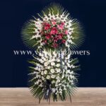 تاج گل پایه دار دو طبقه ترحیم گلایل ژربرا- گلفروشی آنلاین VIP Shop