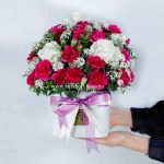 جعبه گل رز و میخک بنفش- گلفروشی آنلاین VIP shop