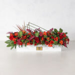 جعبه گل رز داوودی با تم قرمز - گلفروشی آنلاین VIP Shop