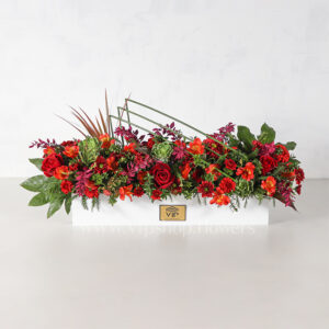 جعبه گل رز داوودی با تم قرمز - گلفروشی آنلاین VIP Shop