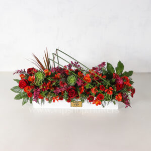 جعبه گل رز داوودی با تم قرمز - گلفروشی آنلاین VIP Shop