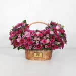 سبد K099 لاکچری دسته دار داوودی رز - گلفروشی آنلاین VIP Shop