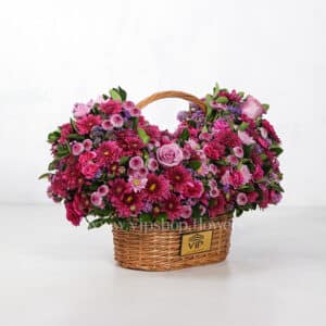 سبد لاکچری دسته دار داوودی رز - گلفروشی آنلاین VIP Shop