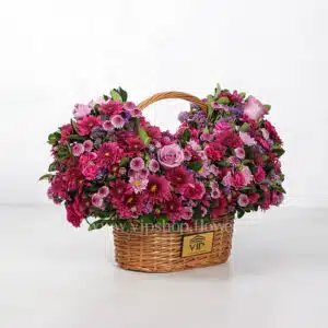 سبد لاکچری دسته دار داوودی رز - گلفروشی آنلاین VIP Shop