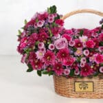 سبد لاکچری دسته دار داوودی رز - گلفروشی آنلاین VIP Shop