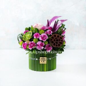 جعبه گل فانتزی نخل مرداب- گلفروشی آنلاین VIP Shop