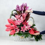 سبد گل رز آنتوریوم و اورینتال- گلفروشی آنلاین VIP Shop