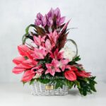 سبد گل K119 رز آنتوریوم و اورینتال- گلفروشی آنلاین VIP Shop