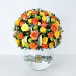 جعبه گل شیشه ای رز مینیاتوری- گلفروشی آنلاین VIP Shop