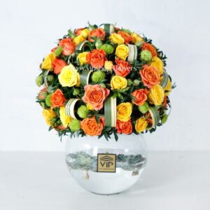 جعبه گل شیشه ای رز مینیاتوری- گلفروشی آنلاین VIP Shop