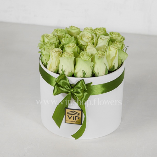 جعبه گل رز سبز- گلفروشی آنلاین VIP SHop