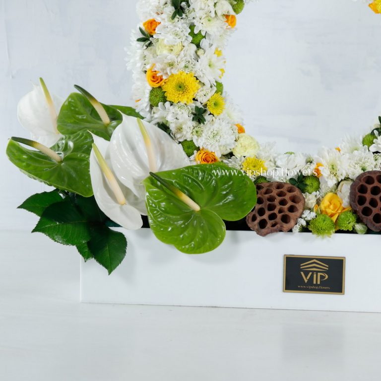 جعبه گل ترحیم داوودی و میخک- گلفروشی آنلاین VIP Shop