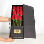 باکس گل خوابیده رز قرمز - گلفروشی آنلاین VIP Shop