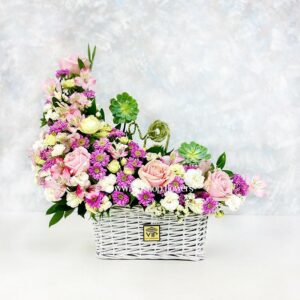 خرید سبد گل K120 رز داوودی و میخک- گلفروشی آنلاینVIP Shop