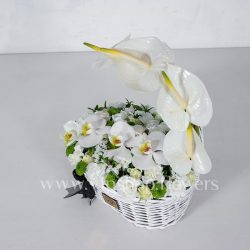 سبد گل ترحیم ارکیده و آنتوریوم- گلفروشی آنلاین VIP Shop
