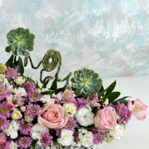 خرید سبد گل رز داوودی و میخک- گلفروشی آنلای نVIP Shop