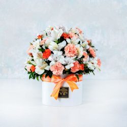 جعبه گل میخک و آلسترومریا- گلفروشی آنلاین VIP Shop