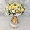 دسته گل 40 شاخه ای رز هلندی سفید و نباتی- گلفروشی آنلاین VIP Shop