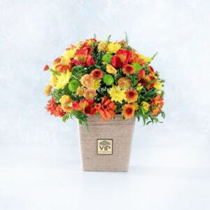 جعبه گل داوودی و آلسترومریا- گلفروشی آنلاین VIP Shop