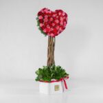 جعبه گل قلبی قرمز صورتی (33) - VIP Shop