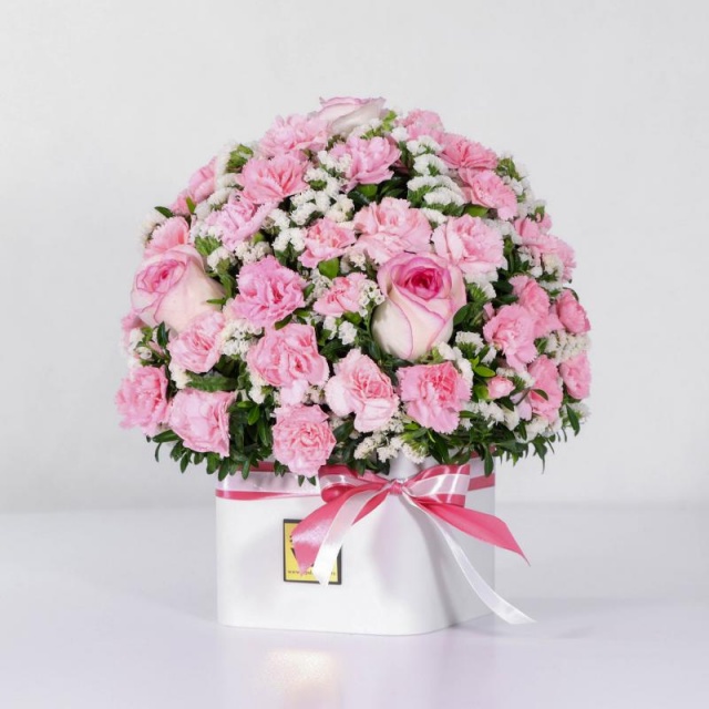 جعبه گل میخک داوودی صورتی (5)