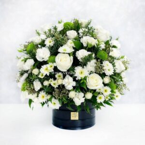 خرید جعبه گل ترحیم F43 رز و داوودی- گلفروشی آنلاین VIP Shop