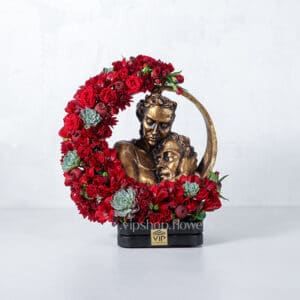گل و مجسمه لاکچری با تم رنگی قرمز- گلفروشی آنلاین VIP Shop