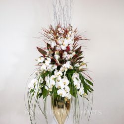 جام بزرگ پایه دار طلایی ارکیده-گلفروشی آنلاین VIP Shop