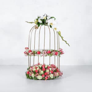 قفس گل طلایی دو طبقه رز ارکیده-گلفروشی آنلاین VIP Shop