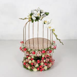 قفس گل طلایی دو طبقه رز ارکیده-گلفروشی آنلاین VIP Shop