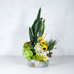 جعبه گل سیمانی آفتابگردان - گلفروشی آنلاین VIP Shop