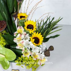 جعبه گل سیمانی آفتابگردان - گلفروشی آنلاین VIP Shop