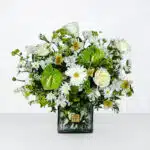 جعبه گل شیشه ای رز آنتوریوم مربعی - گلفروشی آنلاین VIP Shop