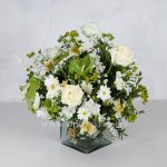 جعبه گل شیشه ای رز آنتوریوم مربعی - گلفروشی آنلاین VIP Shop